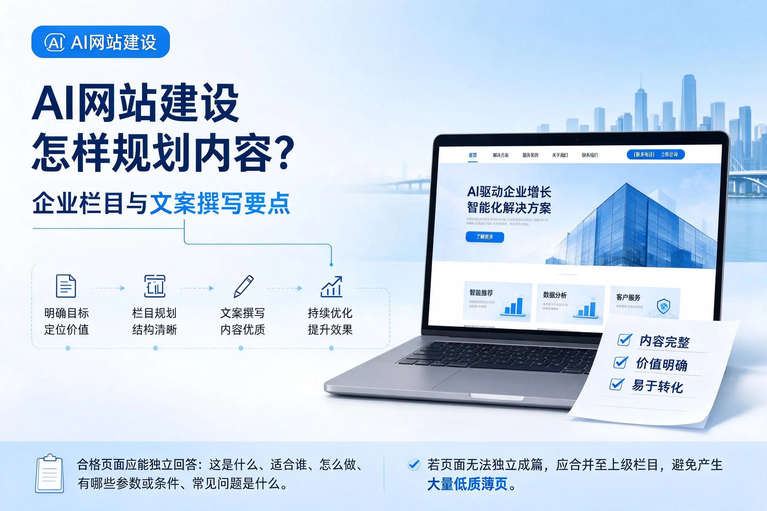 AI网站建设怎样规划内容?深圳企业栏目与文案撰写要点